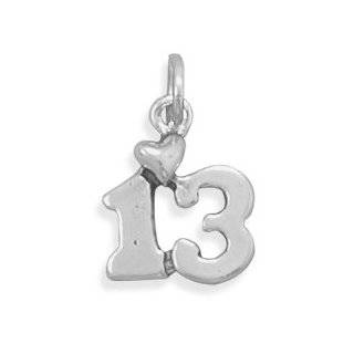 Just Turned Teen Heart Number 13 Charm Sterling Silver, Made in the 