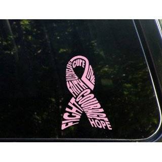 Breast cancer awareness ribbon   Cure, faith, courage, strength, hope 