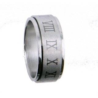 316L Stainless Steel Ring   Spinner   Roman Numerals (Sizes 7 13)stone 