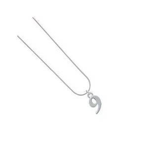  Lucky Number 9 Charm Necklace   Silver Tone Matte Final 