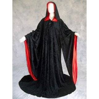 Black Red Wizard Robe Costume by Artemisia Designs   Lined Hood and 