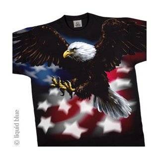 Flag Bald Eagle Black T shirt   Patriotic American Tee Shirt