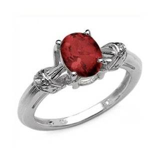 8x6MM 1.40 CT Garnet & Diamond Ring In Sterling Silver (Available In 