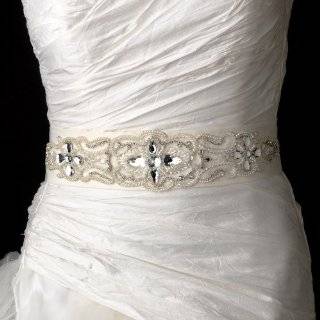  Vintage Beaded Wedding Sash Bridal Belt in White or Ivory 