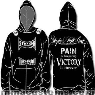  Brand New Stryker MMA Pure Black Hoody Sweat Shirt White Logos 
