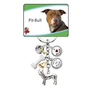 American Pit Bull Terrier   I Love My Dog Keychain