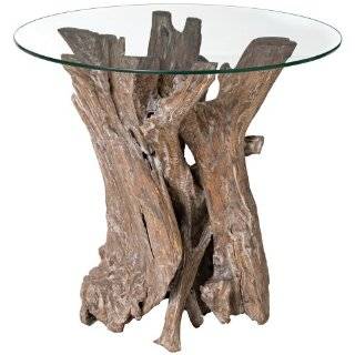 Square Driftwood Coffee Table SHORE with Glass Top, 20 inches square 