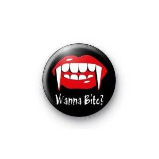 vampire fangs wanna bite pinback button 1 25 pin badge twilight new 