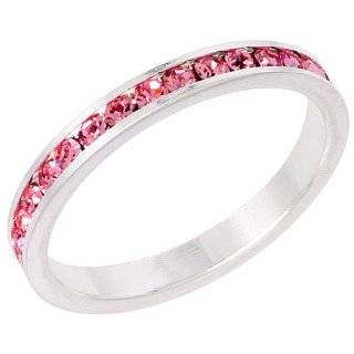 Sterling Silver Eternity Band, w/ October Birthstone, Pink Tourmaline 