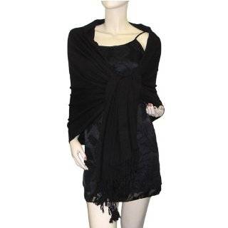  Pure Pashmina Shawl Black 2 Ply Clothing