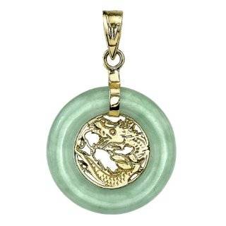  Green Jade Luck Moon Pendant, 14k Gold Jewelry