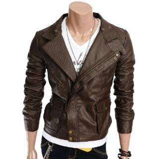  Doublju Mens Casual Leather Shoulder Strap Jacket (GA30 