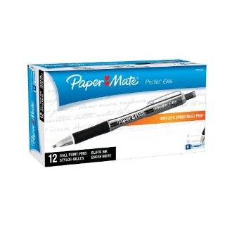  Paper Mate Profile Stick Ballpoint Pens, 12 Black Ink Pens 