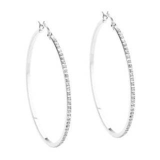   ® . Platinum Over Sterling Silver Diamond Accent Oval Hoop Earrings