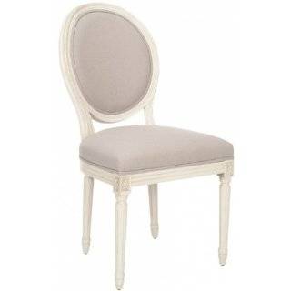   Country Natural Linen Medallion Oval Back Dining Chair: Home & Kitchen