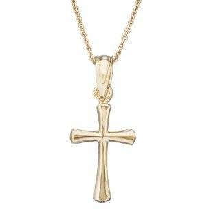  14k Gold CZ Cross Childrens Necklace 15 Jewelry