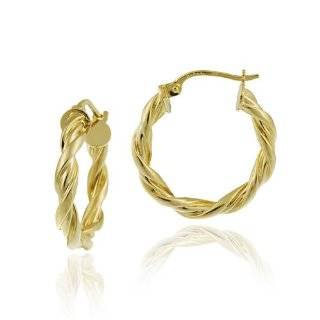    10 Karat Yellow Gold Twisted Hoop Earrings (24 mm): Jewelry