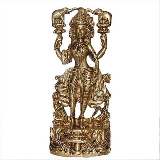 Goddess Laxmi Statue Brass Figurines Religious Gift Indian Sculpture