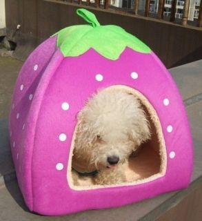 3 Size Soft Strawberry Pet Dog Cat Bed House Kennel Doggy Warm Cushion Basket