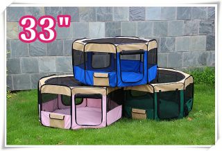 Small 33" Soft Pet Playpen Exercise Puppy Dog Cat Play Pen Kennel Folding Crate