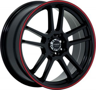 18" inch 4x100 4x4 5 Black w Red Stripe Wheels Rims 4 Lug Honda Nissan Saturn
