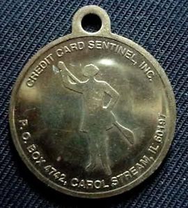 Vintage Brass Serial Numbered Credit Card Sentinel Carol Stream Illinois Key Fob