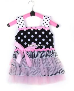2014 New Baby Girl Kid Skirt Dress Costume Tutu Pink Lace Dot Clothes 3 Sizes