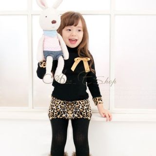 Girl Kids Black Leopard Long Sleeve Bow Party Pageant Dress Costume Sz 2 6 Years