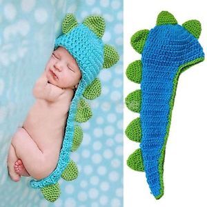 Newborn Baby Kid Child Handmade Crochet Knit Dinosaur Hat Cap Cute Costume Photo