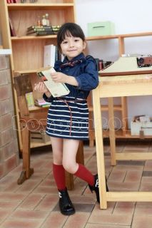 New Kids Toddlers Girls Jean Princess Long Sleeve Skirt Dress Scarf Belt sz2 8Y