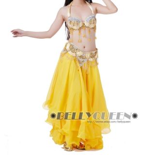 Professional Belly Dance Costume Dancewear Dancing Outfit 3pcs Bra Belt Skirt