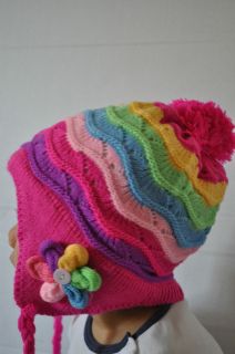 Handmade Cute Baby Girl Cap Ear Flap Beanie Winter Hat Best x mas Gift US Seller