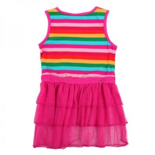 Peppa Pig Girls Rainbow Stripes Top Dress Pink Tulle Tutu Skirt Sundress 18M 6