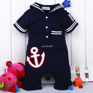 Cute Baby Boy Sailor Suit Fancy Dress Costume Navy White 3 6 6 12 12 18 18 24 M