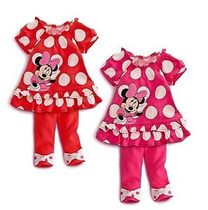 Girls Kids Minnie Mouse Outfit Top Dress Leggings Pants 2pcs Set 6M 3Y Clothing