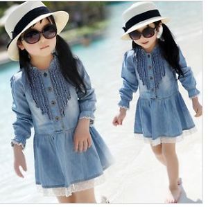 Jean Skirts Girls Baby Toddlers Cowboy Blue Dresses Costume New Sz 2 7Years