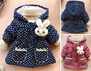2013 Baby Girls Kids Toddler Polka Dot Clothes Coat Winter Jacket Snowsuits 1 4Y