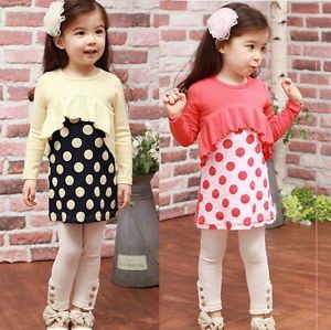 Baby Toddler Girls Kids Clothes 2 Piece Set Dress Top Leggings Size 2 3 4 5 6