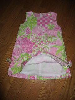 Lilly Pulitzer Pink Green White Floral Elephant Strawberry Print Shift Dress 3T