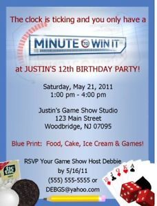 minute to win it printable invitations