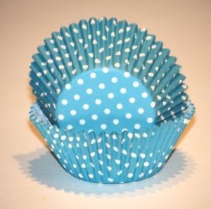 24 Blue Polka Dot Cupcake Liners Papers Boy Birthday Party Supplies Baking Cups