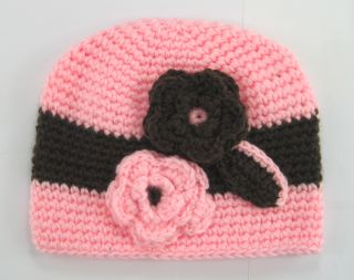 Cute Handmade Crochet Flower Knit Kufi Beanie Hat Cap Baby Gift New