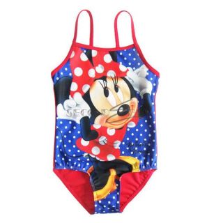 Girls Minnie Mouse Polka Dots Kids Bathing Suit Swimsuit Swimwear 1 Piece Sz 5 6