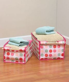 Damask Fabric Polka Dot Storage Bin Toy Box Organizer Bed Bath Clothes Closet