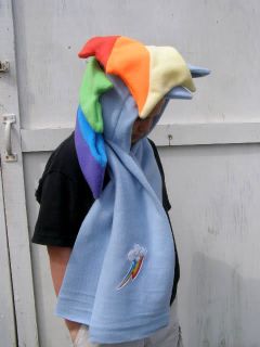My Little Pony Custom Plush Hoodie Scarf Meme Rainbow Dash Hat Hood MLP FIM