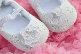 White Bow Infant Toddler Baby Girl Crib Mary Jane Shoes 2 3 4