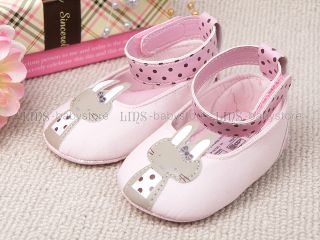 New Toddler Baby Girl Pink Cute Rabbit Mary Jane Shoes Size 2 A907