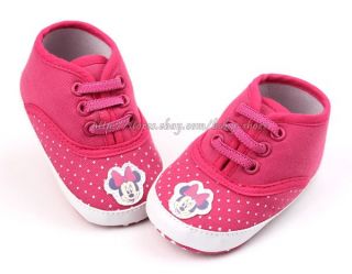 Baby Girls Fushsia Minnie Mouse Soft Sole Shoes Sneakers Newborn to 18 Months