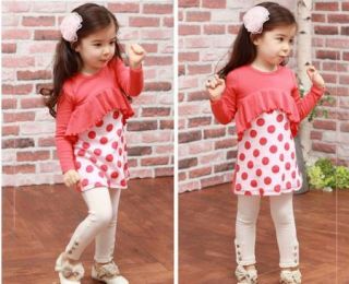 Baby Toddler Girls Kids Clothes 2 Piece Set Dress Top Leggings S2 7Y Outfit