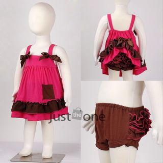 Kids Baby Girls Ruffle Tops Pants Set Bloomers Outfit Dress Nappy Cover 6M 3Y